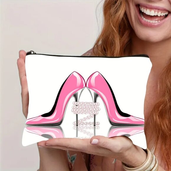 Chic Canvas Zippered Makeup Bag Pouch, Stationery, Money Bag for Women - Picture 3 of 6